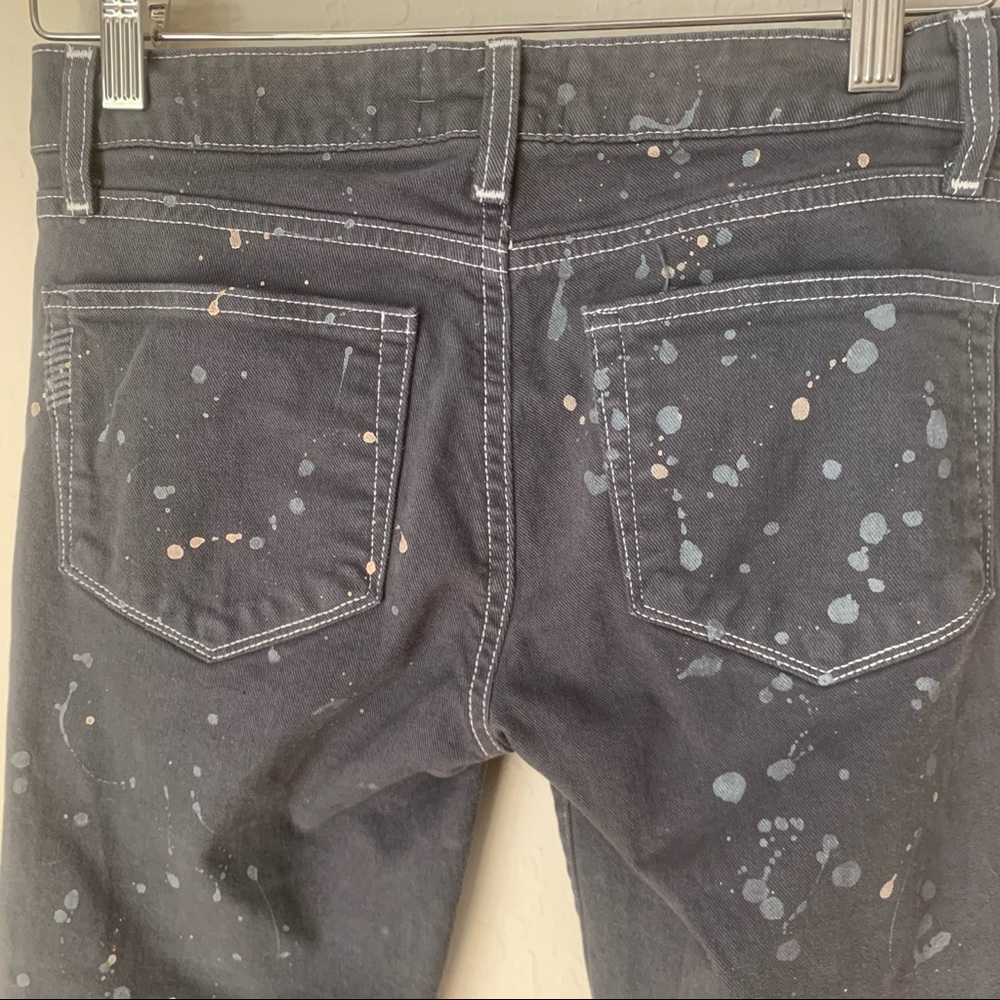 HP🎉 PAIGE Edgemont Grey Zip Paint Splatter Skinny Jeans Size 27 - Picture 13 of 15
